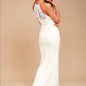 🤍Lulus Evening Moon White Lace Maxi